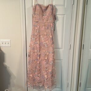 NWT prom dress Morgan and company strapless floral dress mauve/nude size 15